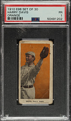 1910 E98 Anonymous "Set of 30" Harry Davis PSA POOR 1 - Orange Background