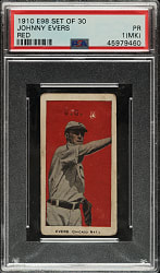 1910 E98 Anonymous "Set of 30" Johnny Evers PSA POOR 1 (MK) - Red Background
