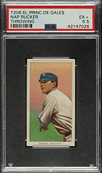 1909-1911 T206 White Border Nap Rucker Throwing PSA EX+ 5.5 - El Principe de Gales