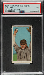 1909-1911 T206 White Border Joe Lake St. Louis Ball In Hand PSA VG 3