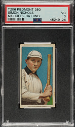 1909-1911 T206 White Border Simon Nichols Batting PSA VG 3