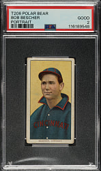 1909-1911 T206 White Border Bob Bescher Portrait PSA GOOD 2 - Polar Bear Back