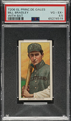 1909-1911 T206 White Border Bill Bradley with Bat PSA VG-EX+ 4.5 - El Principe de Gales Back