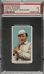 1909-1911 T206 White Border Heinie Wagner Bat On Right Shoulder PSA EX 5
