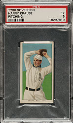 1909-1911 T206 White Border Harry Krause Pitching PSA EX 5 - Sovereign 350 Back