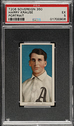 1909-1911 T206 White Border Harry Krause Portrait PSA EX 5 - Sovereign 350 Back