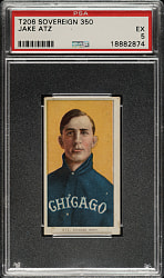 1909-1911 T206 White Border Jake Atz PSA EX 5 - Sovereign 350 Back