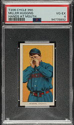1909-1911 T206 White Border Miller Huggins Hands At Mouth PSA VG-EX 4 - Cycle 350 Back