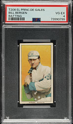 1909-1911 T206 White Border Bill Bergen Batting PSA VG-EX 4 - El Principe de Gales Back