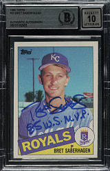 Signed 1985 Topps #23 Bret Saberhagen Rookie BGS GEM MINT 10 Signature