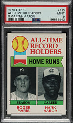 1979 Topps #413 All-Time Home Run Leaders with Hank Aaron PSA MINT 9