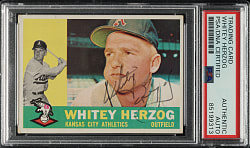 Signed 1960 Topps #92 Whitey Herzog - PSA/DNA
