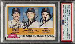 Signed 1981 Topps #689 Bruce Hurst, Keith MacWhorter and Reid Nichols - PSA/DNA