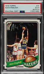 Signed 1979-1980 Topps Basketball #31 Alex English Rookie PSA EX 5 with MINT 9 Signature