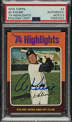 Signed 1975 Topps Mini #4 Al Kaline Highlights PSA/DNA MINT 9