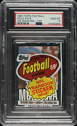 1985 Topps Football Unopened Cello Pack PSA GEM MINT 10 - Joe Montana on Top