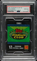 1991 Topps Stadium Club Football Unopened Cello Pack PSA GEM MINT 10 - Joe Montana on Back