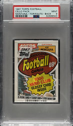 1987 Topps Football Unopened Cello Pack PSA MINT 9 - Joe Montana on Top and Dan Fouts on Back