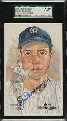 Signed 1980 Perez-Steele Hall of Fame Postcard Joe DiMaggio - SGC/JSA