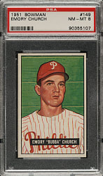 1951 Bowman #149 Bubba Church PSA NM-MT 8