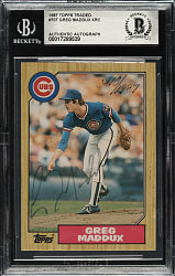 Signed 1987 Topps Traded #70T Greg Maddux Rookie - Beckett