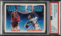 Signed 1993 Topps #411 Lee Smith and Dennis Eckersley All-Stars PSA MINT 9 with GEM MINT 10 Signatures