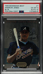 Signed 1995 Bowman's Best #87 Andruw Jones Rookie Blue PSA EX-MT 6 with GEM MINT 10 Signature