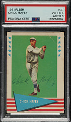 Signed 1961 Fleer #39 Chick Hafey PSA VG-EX 4 with EX-MT 6 Signature