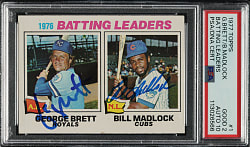 Signed 1977 Topps #1 Batting Leaders with George Brett and Bill Madlock PSA GOOD 2 with GEM MINT 10 Signatures