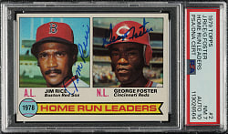 Signed 1979 Topps #2 Home Run Leaders with Jim Rice and George Foster PSA NM 7 with GEM MINT 10 Signatures