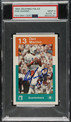 Signed 1984 Dolphins Police Football Dan Marino PSA MINT 9 with GEM MINT 10 Signature