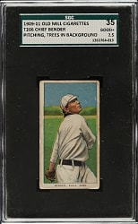 1909-1911 T206 White Border Chief Bender Pitching, Trees in Background SGC GOOD+ 35 - Old Mill Back