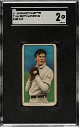 1909-1911 T206 White Border Christy Mathewson Dark Cap SGC GOOD 2