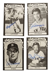 Signed 1973-1980 TCMA All-Time Greats Postcard Collection (25) Including Joe DiMaggio, Willie Mays, Lloyd Waner and Yogi Berra