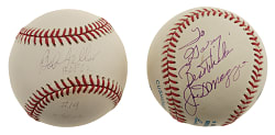 Joe DiMaggio and Bob Feller Single-Signed Baseball Pair with Multiple Inscriptions