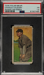 1909-1911 T206 White Border Charley O'Leary Hands on Knees PSA FAIR 1.5 - Polar Bear Back