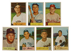 1954 Bowman Collection (7) Including Hoyt Wilhelm, Pee Wee Reese and Yogi Berra
