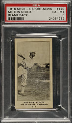 1916 M101-4 Sporting News #170 Milton Stock PSA EX-MT 6