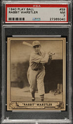 1940 R335 Play Ball #59 Rabbit Warstler PSA NM 7