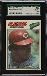 1977 Topps "Cloth Stickers" #3 Johnny Bench SGC NM/MT+ 92