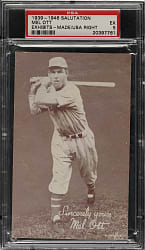 1939-1946 W462 Salutation Exhibits Mel Ott Made In USA Right Corner PSA EX 5