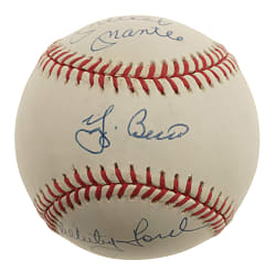 New York Yankees Hall of Fame and Stars Multi-Signed Baseball with Mickey Mantle, Whitey Ford and Yogi Berra - JSA