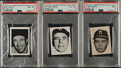 1955 All American Sports Club PSA-Graded Trio: Bob Feller, Pee Wee Reese and Ed Mathews