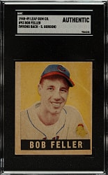 1948-1949 Leaf #93 Bob Feller Short Print SGC Authentic - Wrong Back - #131 Sid Gordon