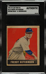 1948-1949 Leaf #163 Freddy Hutchinson Short Print SGC Authentic - Wrong Back - #98 Hal Newhouser