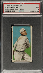 1909-1911 T206 White Border Chief Bender Pitching, No Trees in Background PSA VG 3 - Polar Bear Back