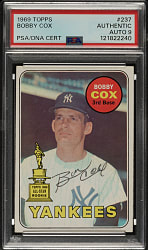 Signed 1969 Topps #237 Bobby Cox PSA/DNA MINT 9