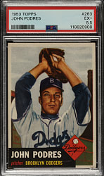 1953 Topps #263 Johnny Podres Rookie PSA EX+ 5.5