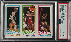 1980-1981 Topps Basketball Larry Bird/Julius Erving/Magic Johnson Rookie PSA EX-MT 6