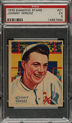 1934-1936 R327 Diamond Stars #21 Johnny Vergez (1935 Green Back) PSA EX 5